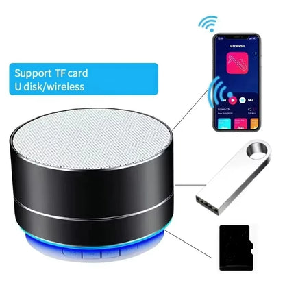 A10 Wireless Bluetooth-Compatible Subwoofer Outdoor Mini Portable Speaker Radio Music Sound Box Aluminum Alloy Colorful Speaker